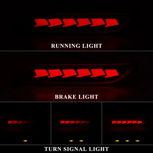 LED Bumper Reflector Lights For Toyota Camry 2018 - 2024 Dynamic Turn Signal Rear Fog Tail Brake Lamp